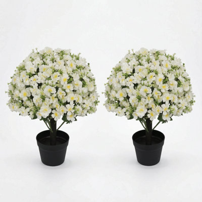 Lot de 2 pots de lotus artificiels de 60 cm (23,7 po) résistants aux UV, pour la décoration intérieure et extérieure.