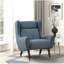 Chaise d'appoint moderne à oreilles rembourrée bleue 1pc-1848386712