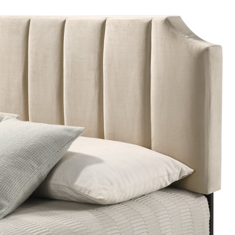 Audrei Upholstered Double Bed, Beige