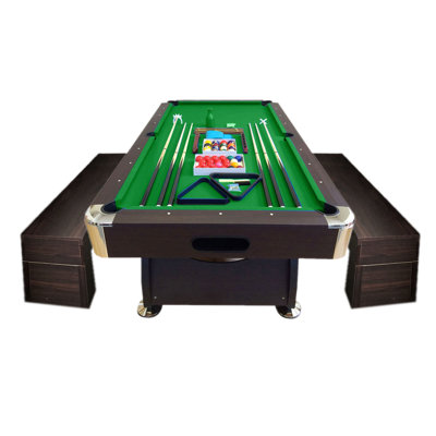 8 ft Pool Table with Storage Benches – Vintage with Benches
