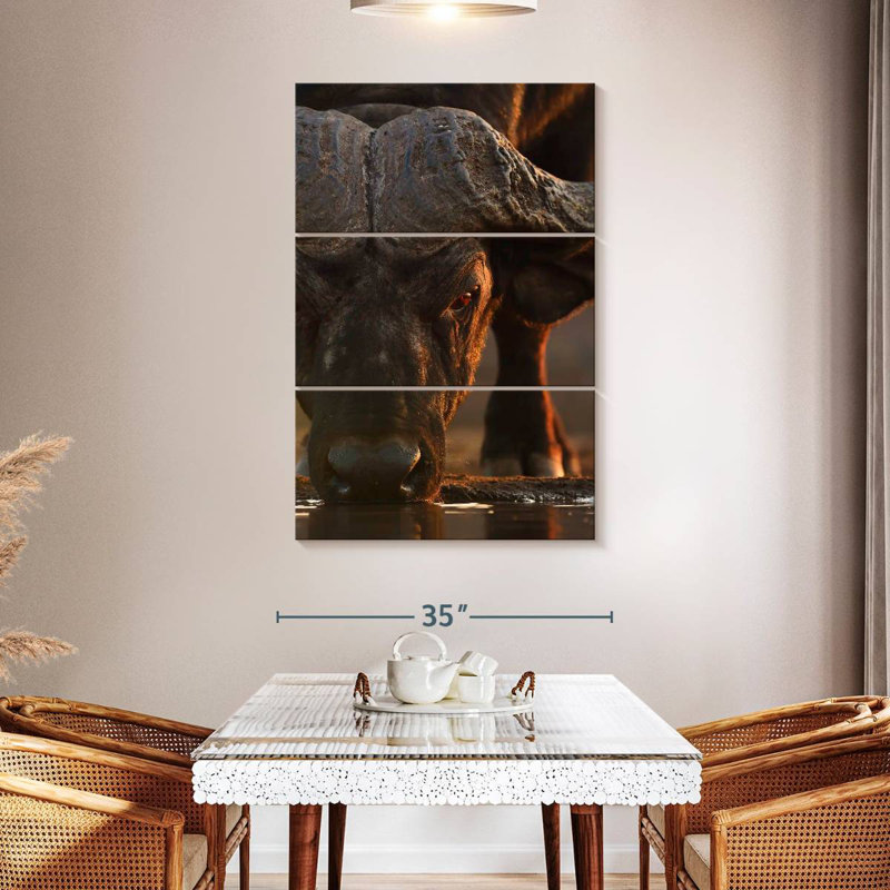 Brampt Drinking Cape Buffalo, 50" H x 32" W