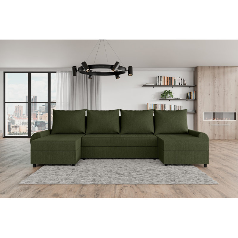Benedicto 5 Seater Corner Sofa , Dark green - Cord205.20