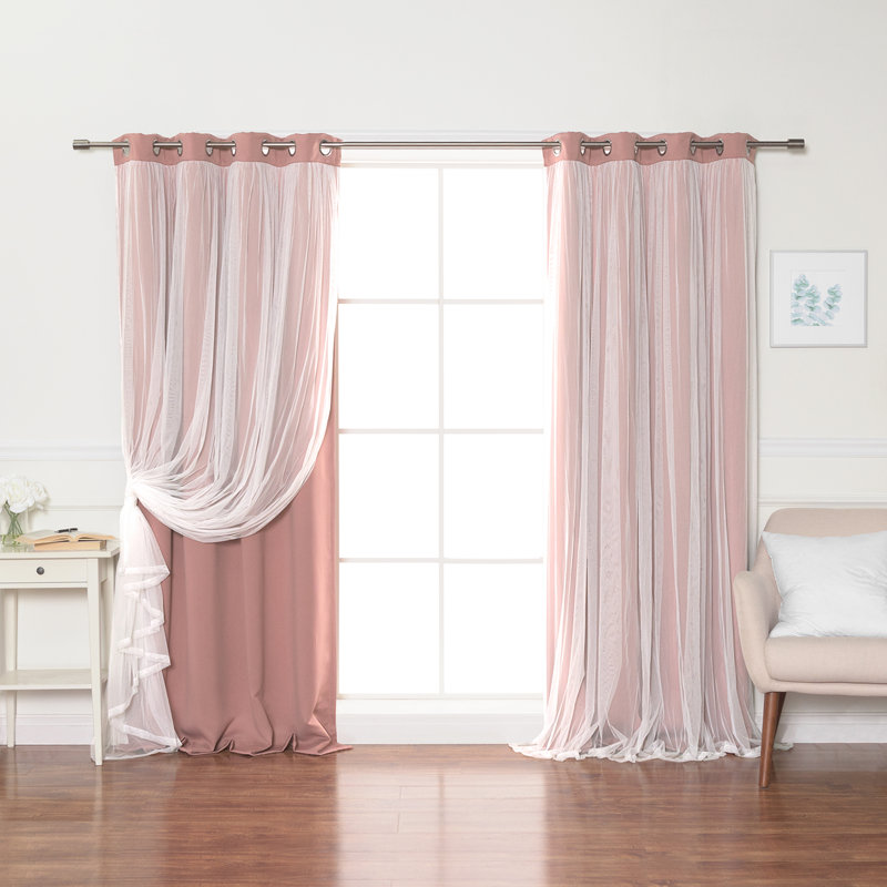 Rideau occultant en polyester Fortuna, Mauve