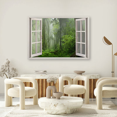 View Of A Forest In The Foggy Jungle - No Frame Print on Canvas