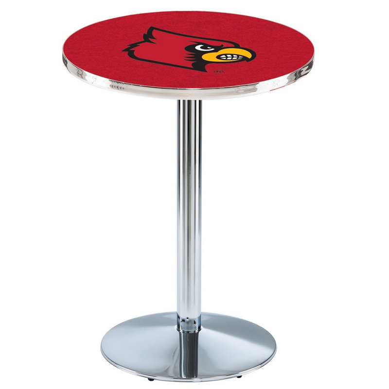 Round Metal Base Dining Table, Chrome, University of Louisville