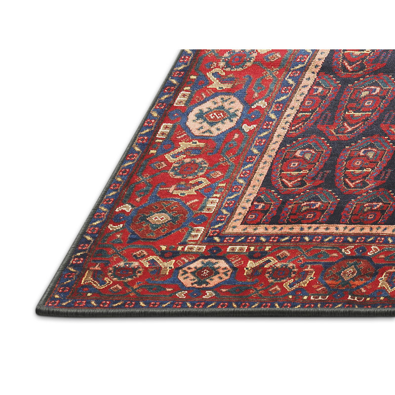 Tapis à motif oriental rouge / brun, Rectangle 7 pi x 10 pi