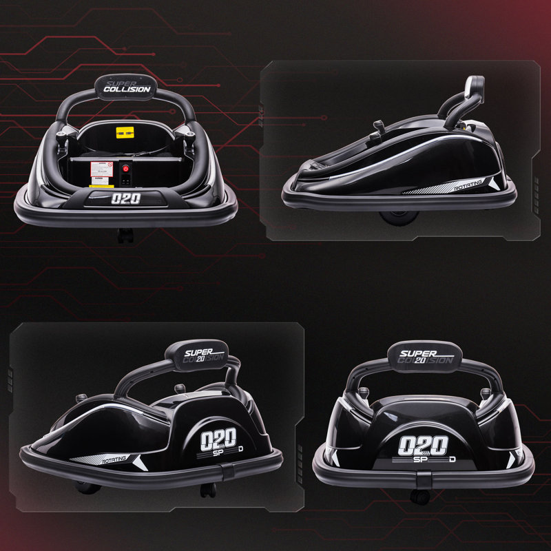 Black 12V Kids Electric Bumper Car with LED Lights