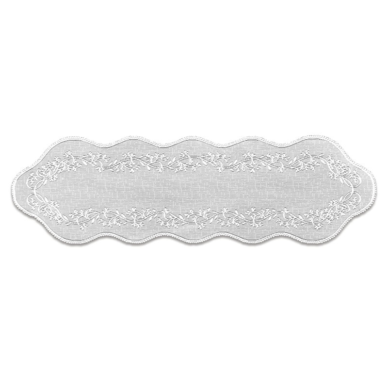 Medena Floral Oval Table Runner, 48" L x 14" W, Flax