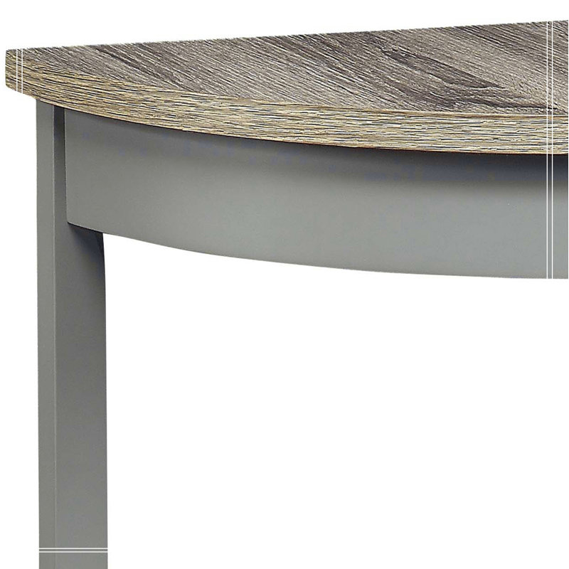 Grey Oak and Grey Half Moon Console Table with Bottom Shelf