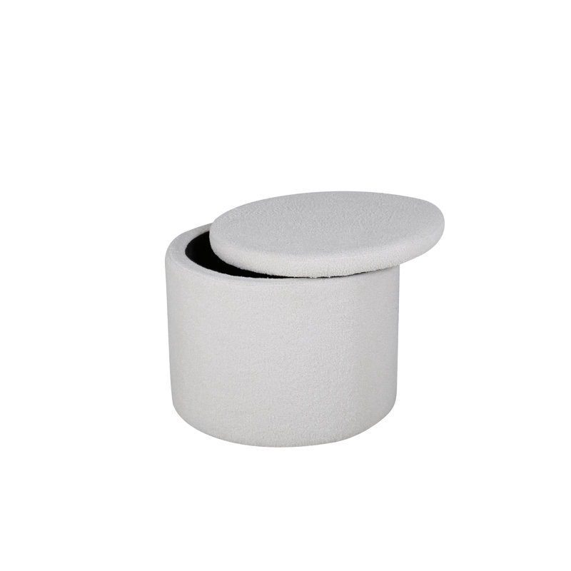 Dareona 51cm Wide Round Pouf Ottoman, Off White