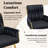Velvet Desk Chair No Wheels, Modern Woven Armchair with Gold Metal Legs & Armrest, Cute Vanity Makeup Chair for Teen Girls, Living Room, Black-1214116222
