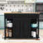 Îlot de cuisine extensible avec 2 tiroirs, armoire de rangement et prise de courant intégrée-171200801
