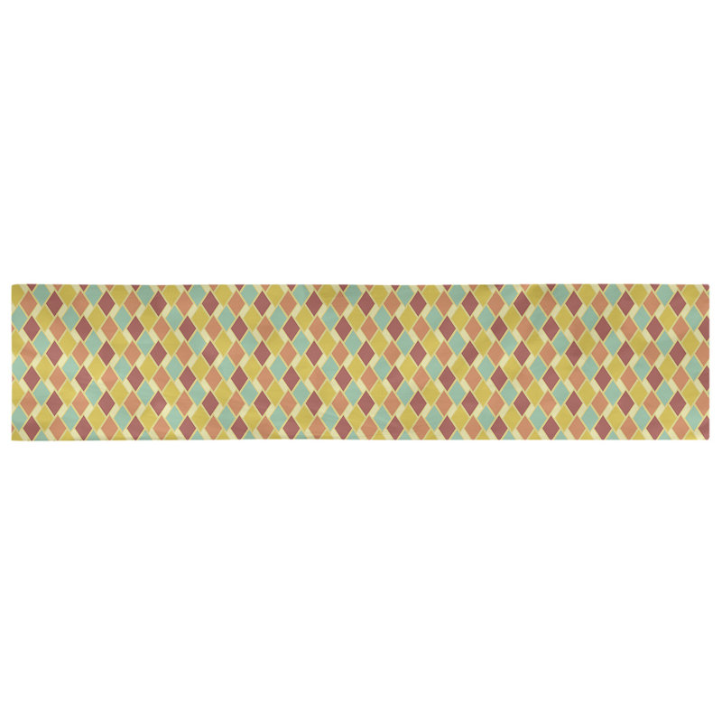 Chemin de table diamants rétro Avicia, 91,5 po x 17,5 po, Jaune et orange, Coton