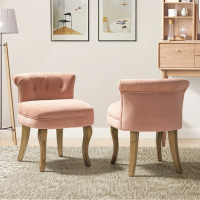 Chaise d'appoint moderne en velours capitonné avec pieds en bois massif