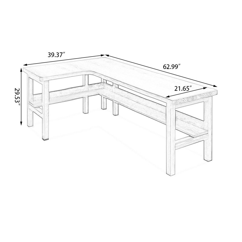 Bureaux en bois massif en L Burlywood, Retour à gauche, H 29,53 po x l 62,99 po x P 39,37 po