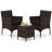  3 PCS Outdoor Conversation Set w/ Cushioned Seat & Tempered Glass Tabletop-997763624