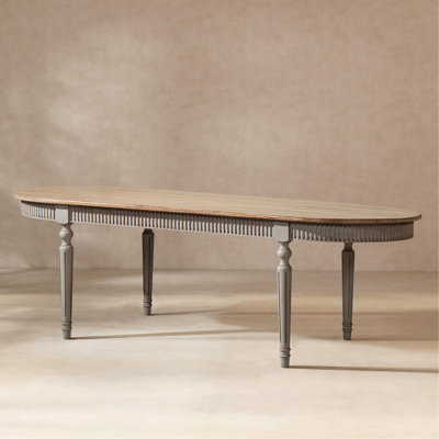 Colette 94" Reclaimed Wood Oval Dining Table, Antique Natural Brown & Antique Blue-Grey Reclaimed Pine Wood