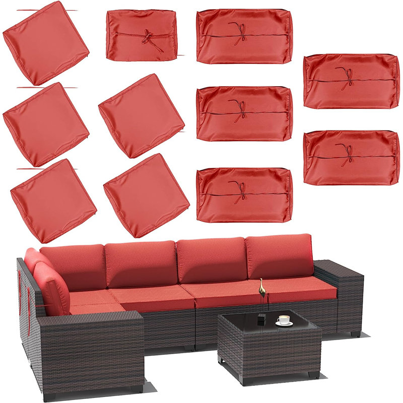 Ensemble de housses de coussin d'extérieur souples et respirantes, 5 housses de coussin de siège et 5 housses de coussin de dossier