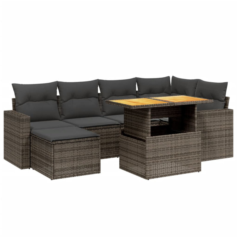 Ensemble de canapé de patio 11 pièces avec coussins en rotin de polyester