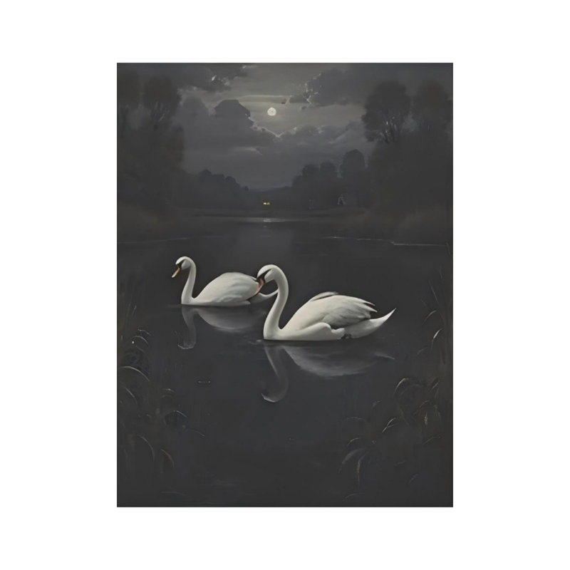 Classical White Swan Unframed Canvas Wall Art 12" X 16"