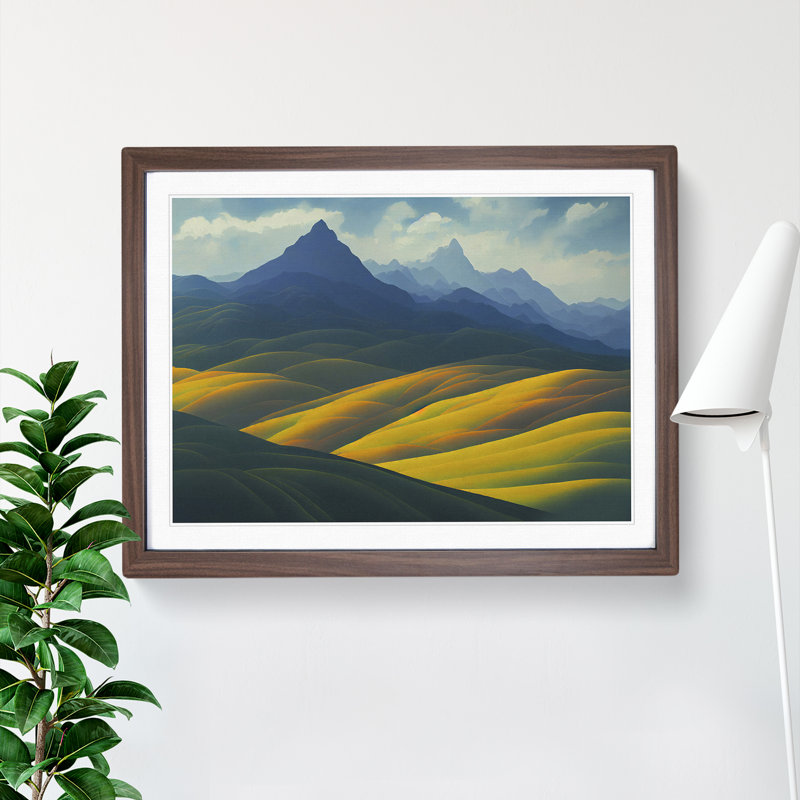 Beautiful Mountain Landscape - Single Picture Frame Print, 46cm H x 64cm W x 2cm D, Walnut Framed