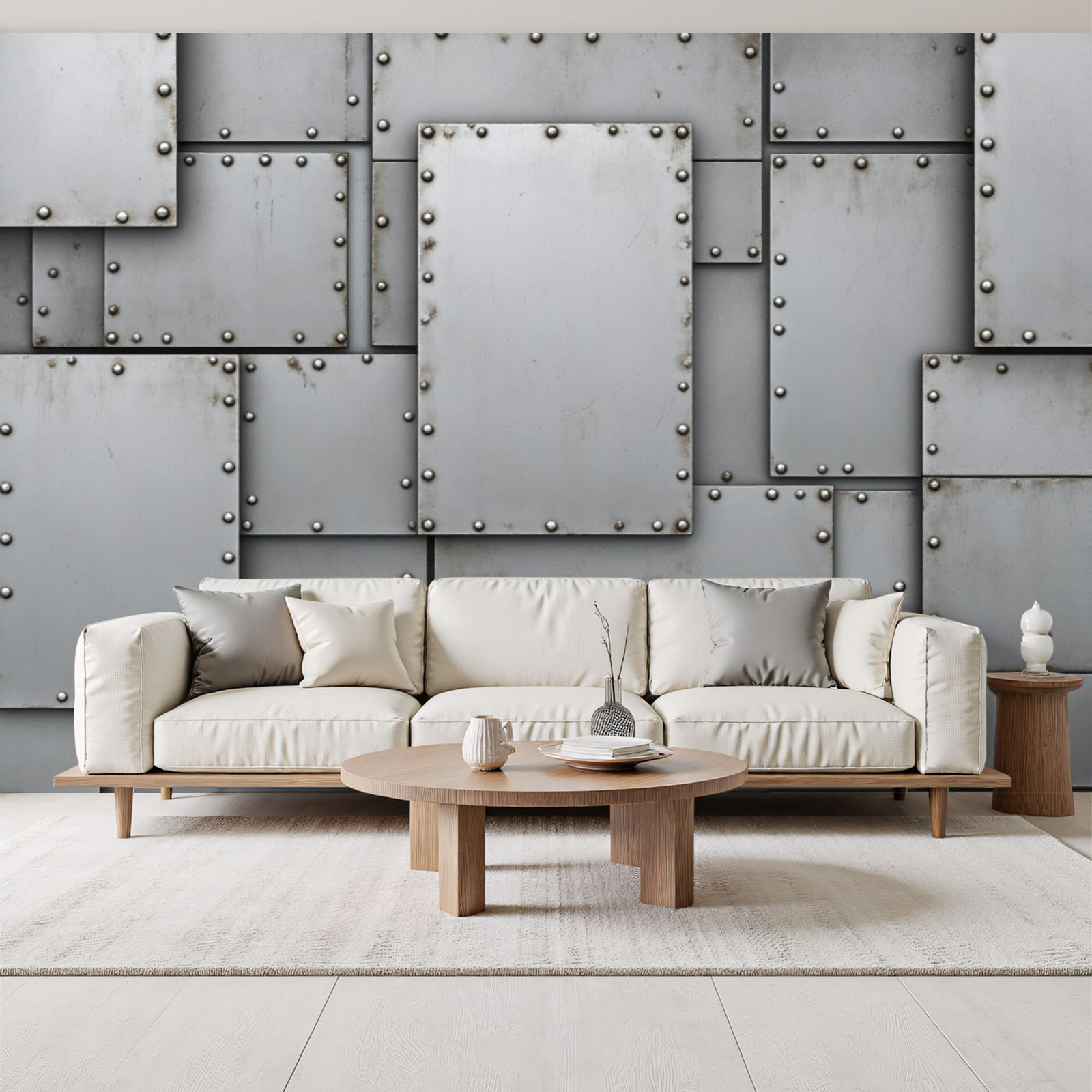 Red Barrel Studio Peel and Stick Wallpaper Industrial Metal Panel Wall ...
