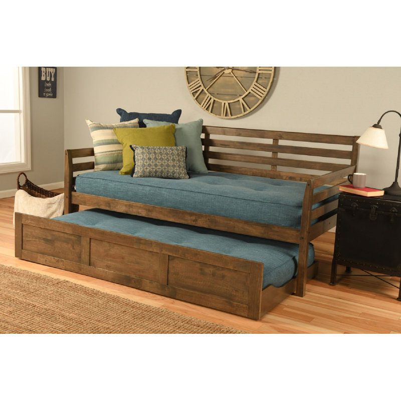 Alhamdi Solid Wood Daybed, Barbados, Linen Aqua
