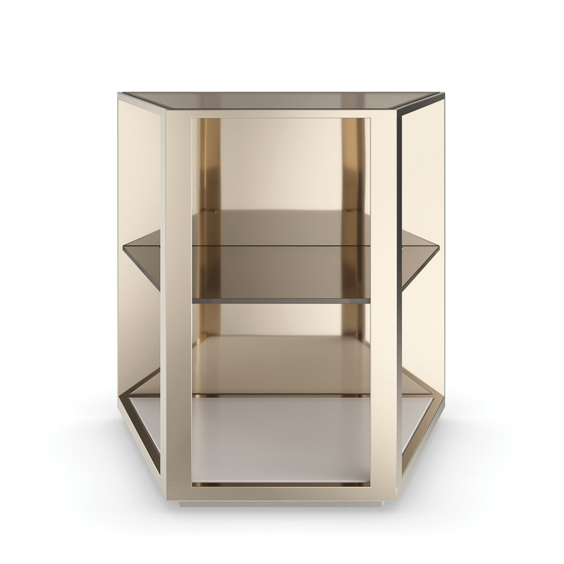 Gold and Glass Contemporary Free Form End Table