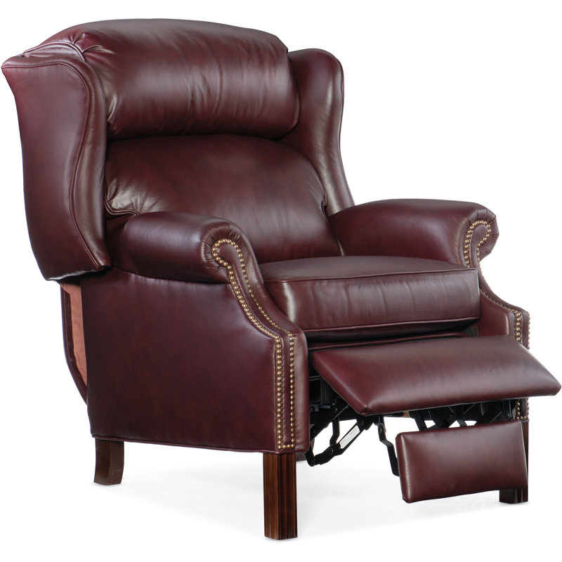 Chippendale Recliner, Central Park Red Genuine Leather