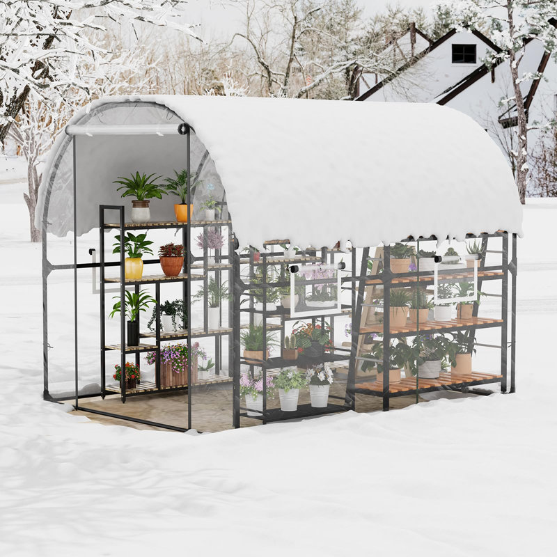 8.2x6.6x6.6FT Premium Walk-In Greenhouse for Outdoors – Upgraded Portable Heavy Duty Frame, Large Garden Plant Hot Hoop House (Transparent)
