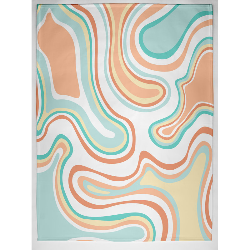 Beach Vacation Throw Blanket, 50" L x 60" W x 0.5" D, Peach