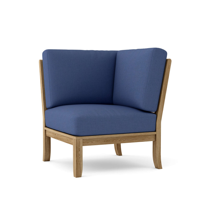 Outdoor Teak Lounge Chair, Canvas Navy