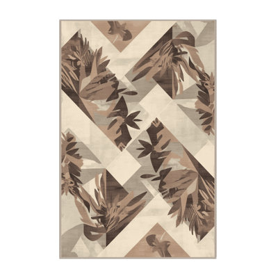 Tapis à motif géométrique doux et moelleux beige et moderne à motif géométrique Bran de Pandanus