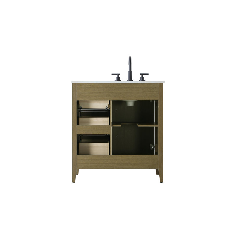 32 Inch Single Bathroom Vanity, Chestnut Brown