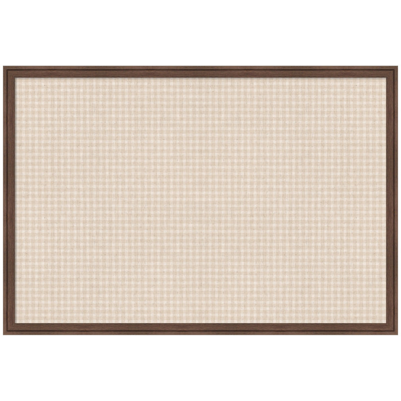 Tableau d'affichage en lin encadré en tissu, Beige, H 26 po x l 38 po x P 1,25 po, Brun moyen Florence