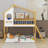 Twin Over Twin Bunk Bed Wood Bed With Roof, Window And Ladder