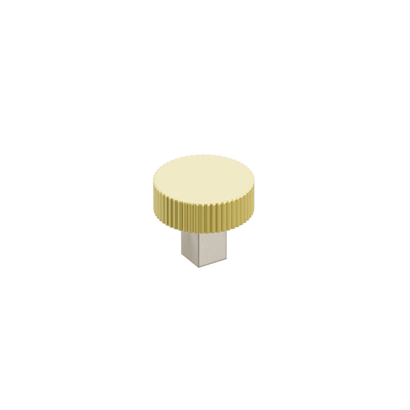 Emtek Select Cabinet Knob Square Stem Flat Straight Knurled Bar, Satin Nickel/Unlacquered Brass, 1 3/8"
