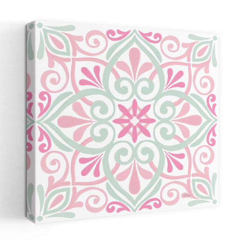 Motif géométrique contemporain à motif géométrique menthe, H 48 po x l 48 po