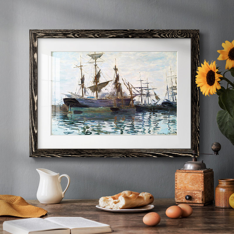 Navires dans le port, 1873, Noir, H 14 po x l 20 po x P 1,5 po