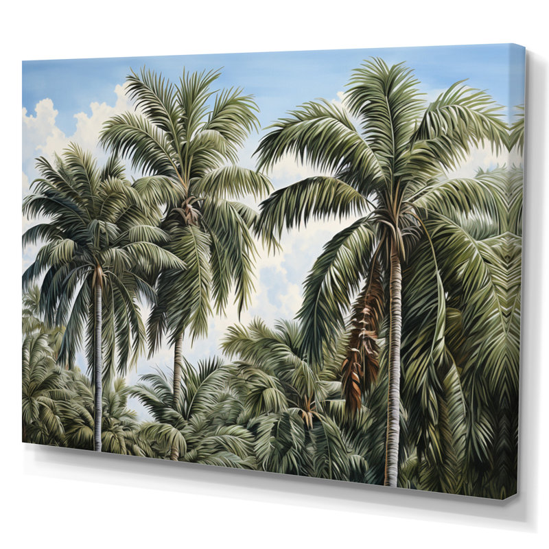 Palmiers à la plage V sur toile, Toile tendue, H 34 po x l 44 po x P 1,5 po