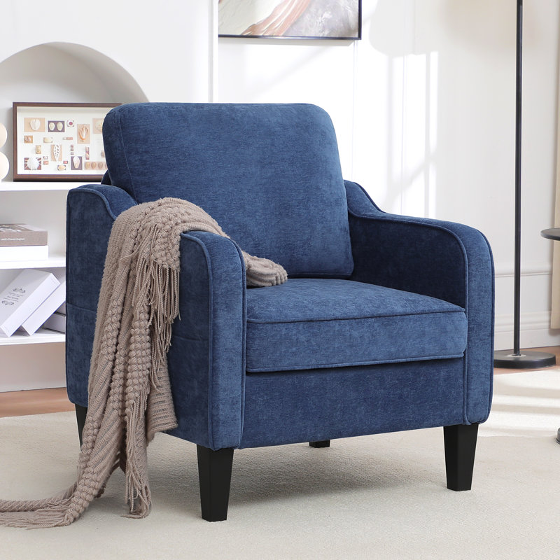 Chaises d'appoint Mid-Century avec coussins amovibles, Bleu