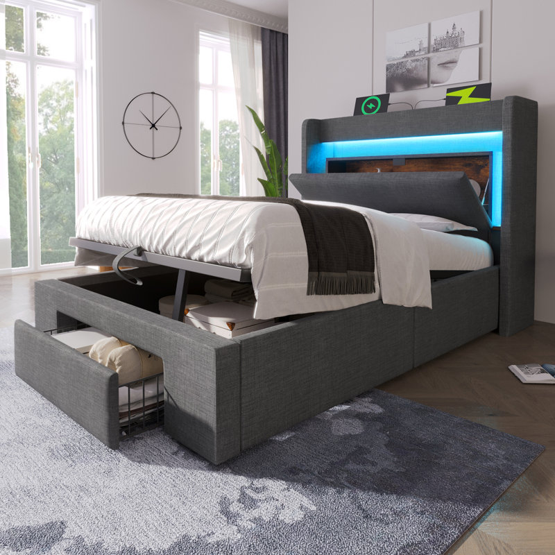 Bed, European Single (90 x 200 cm), Grey
