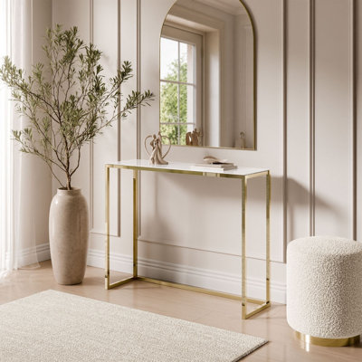 Glass Top Console Table
