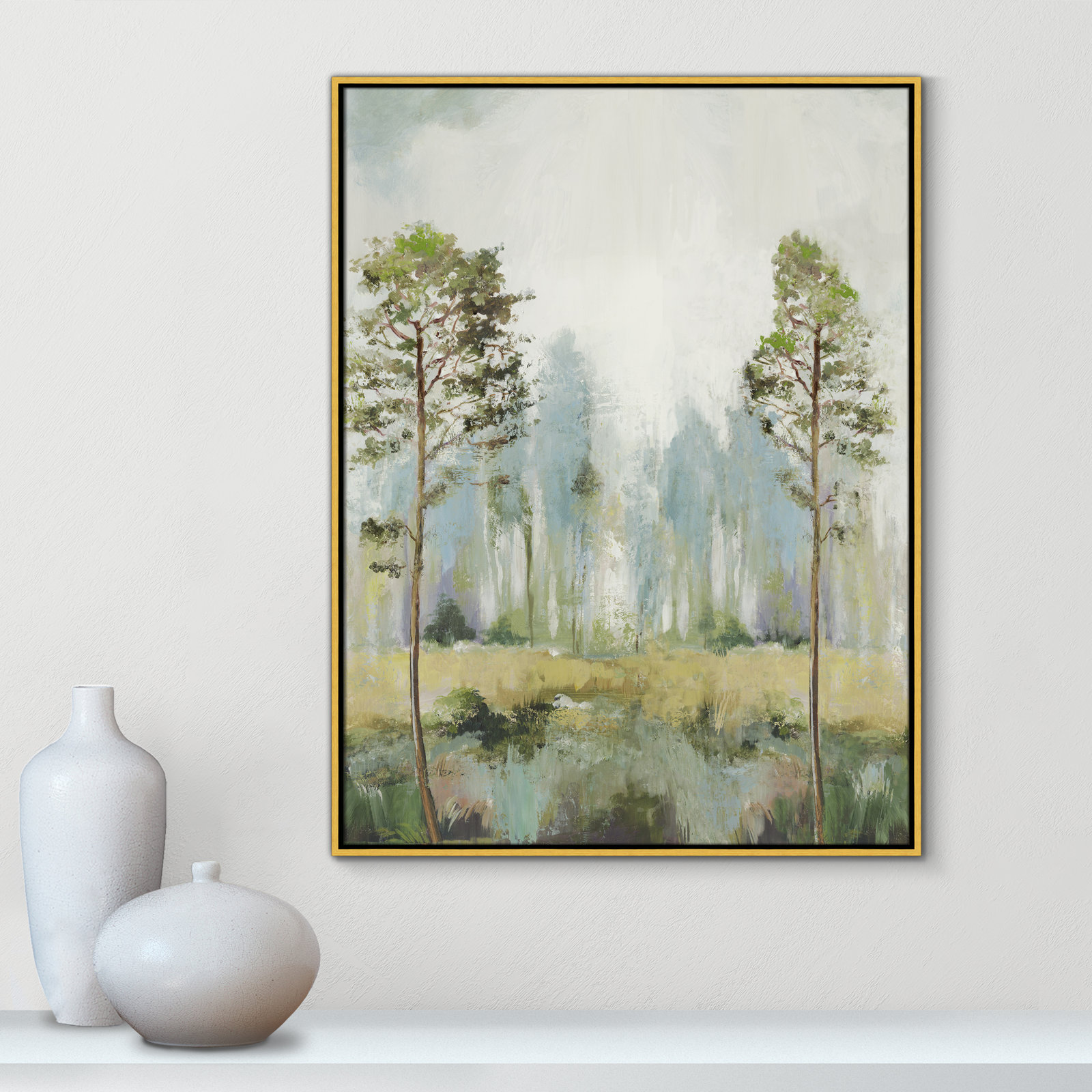 Teton "Tall Green Trees II" Print by Allison Pearce, 41.5" H x 31.5" W, Gold