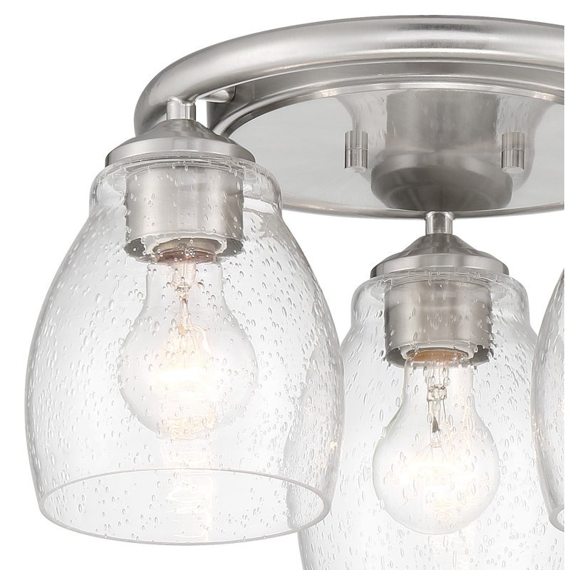 Halfon Glass Flush Mount, Silver