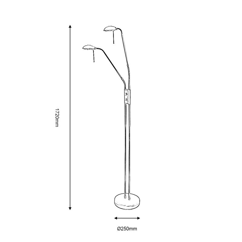 Lesperance 172cm Task Floor Lamp with Outlet, Antique Brass