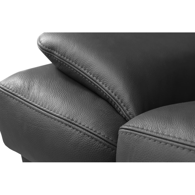 Genuine Leather Reclining Corner Sofa with Adjustable Headrests and Adjustable Armrest and Storage, Right Hand Facing, Grey