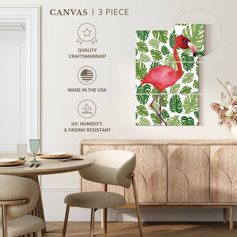 Brampt Tropical Flamingo I, 50" H x 32" W