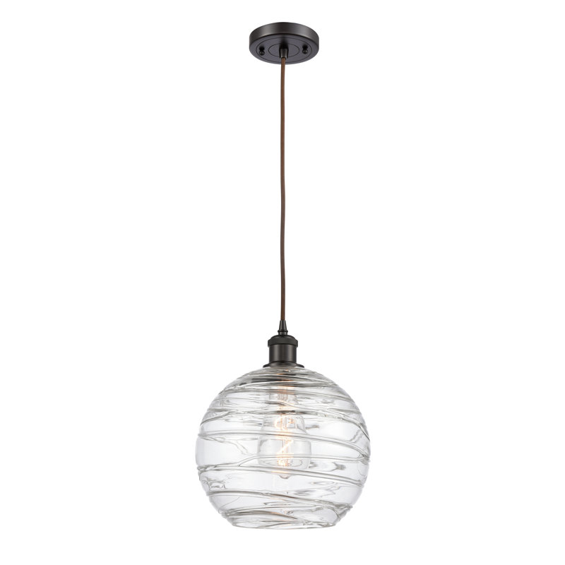 Luminaire suspendu en forme de globe à 1 lumière Mullins, Bronze huilé, Ampoule DEL rétro de 3,5 watts