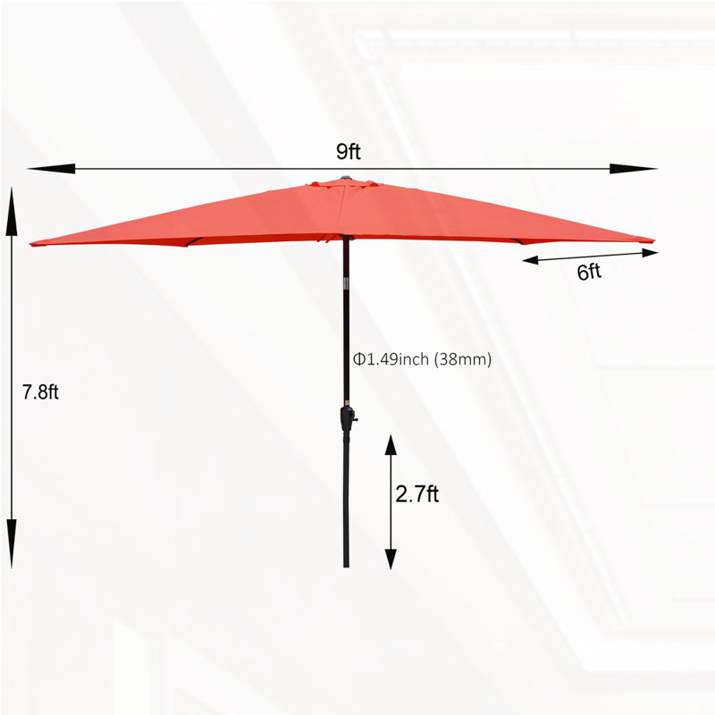 Parasol d'extérieur imperméable 6 x 9 pi, Rouge brique
